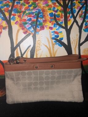 kate spade Beige Signature Canvas Wristlet with Tan Trim